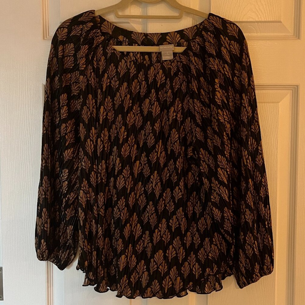 Chico's Foil Holiday Blouse.  Size 2. Like New.
